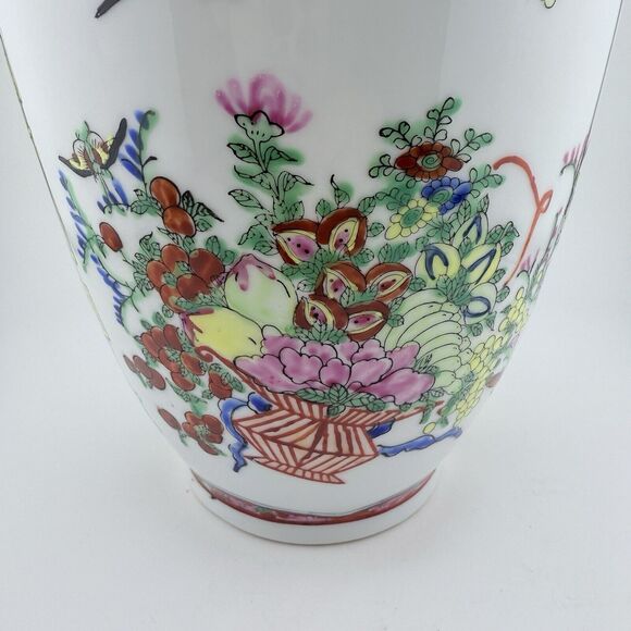 Vintage 12.5” Famille Rose Style Hand-Painted Chinese Porcelain Vase 12.5” - Picture 9 of 14